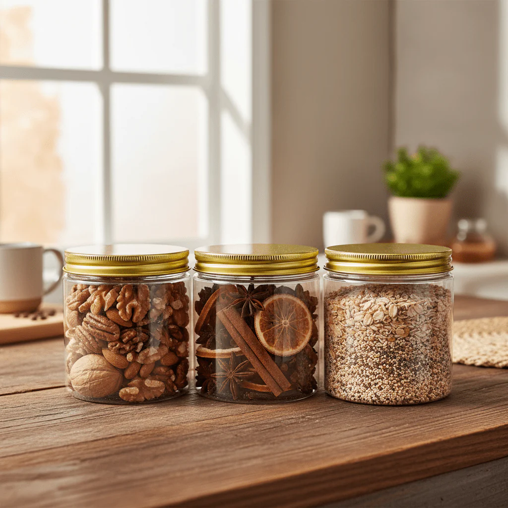Jiham 3PCS Plastic Storage Jar 500ml - 8.5×8.5cm - Image 4