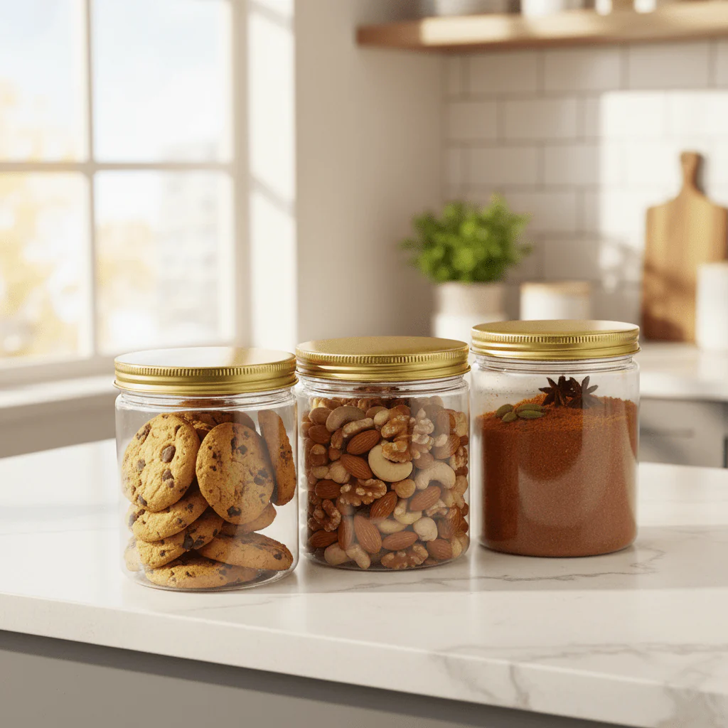 Jiham 3PCS Plastic Storage Jar Set 850ml - 10 × 12 cm - Image 4