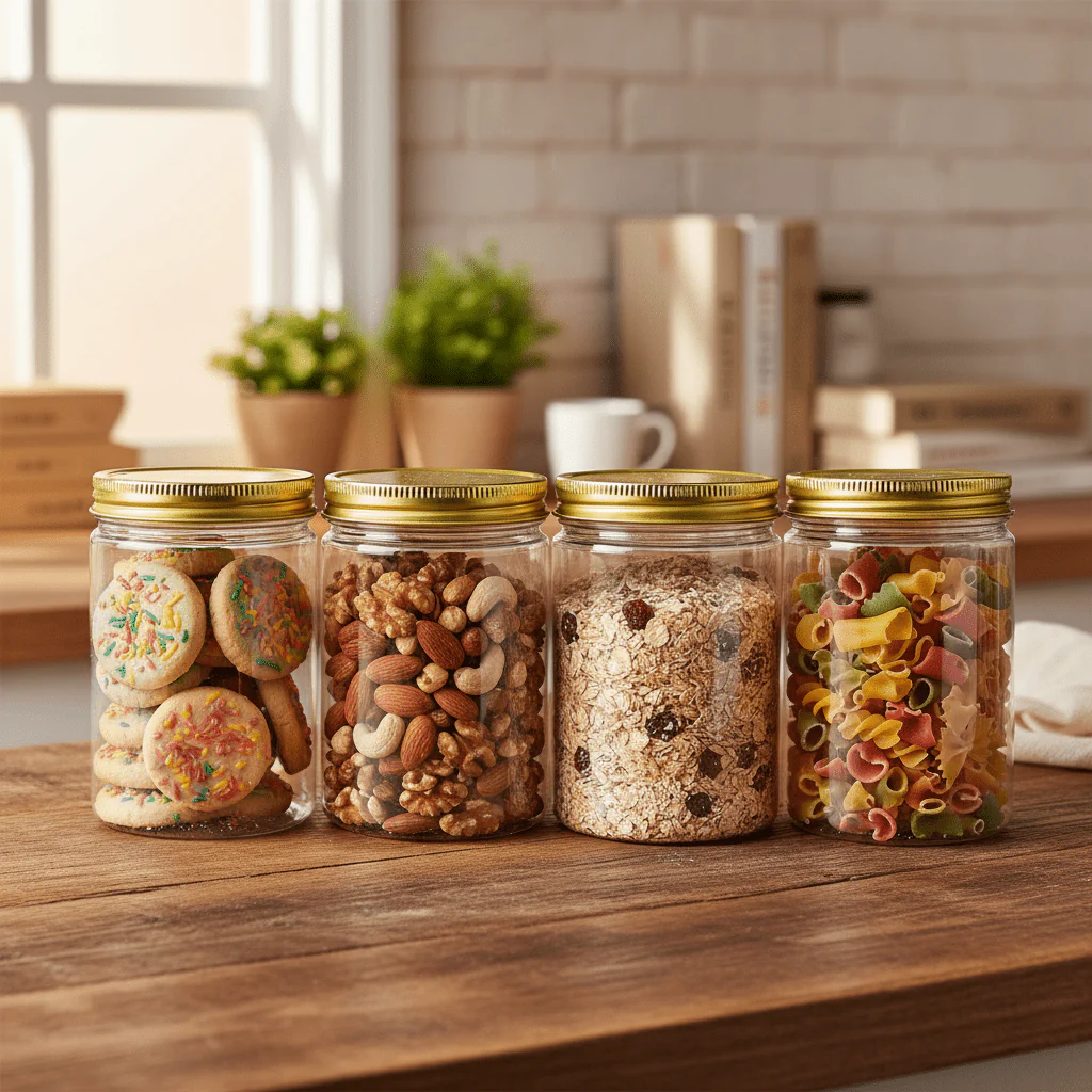Jiham 4PCS Plastic Storage Jar 450ml - 7.5×12 cm - Image 4