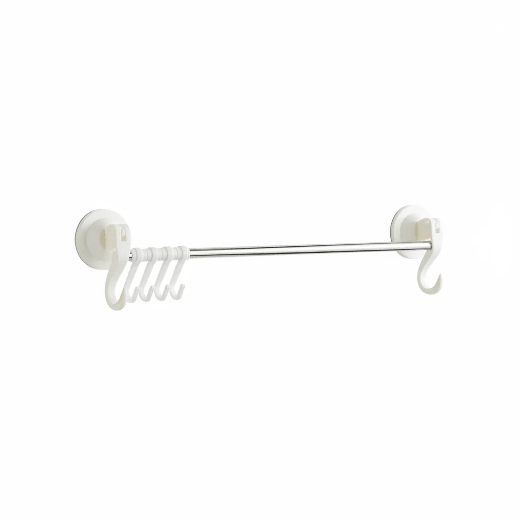 Jinghong Plastic & Steel Wall-Mounted Towel Holder – Space-Saving Bathroom Bar-40cm-Ivory
