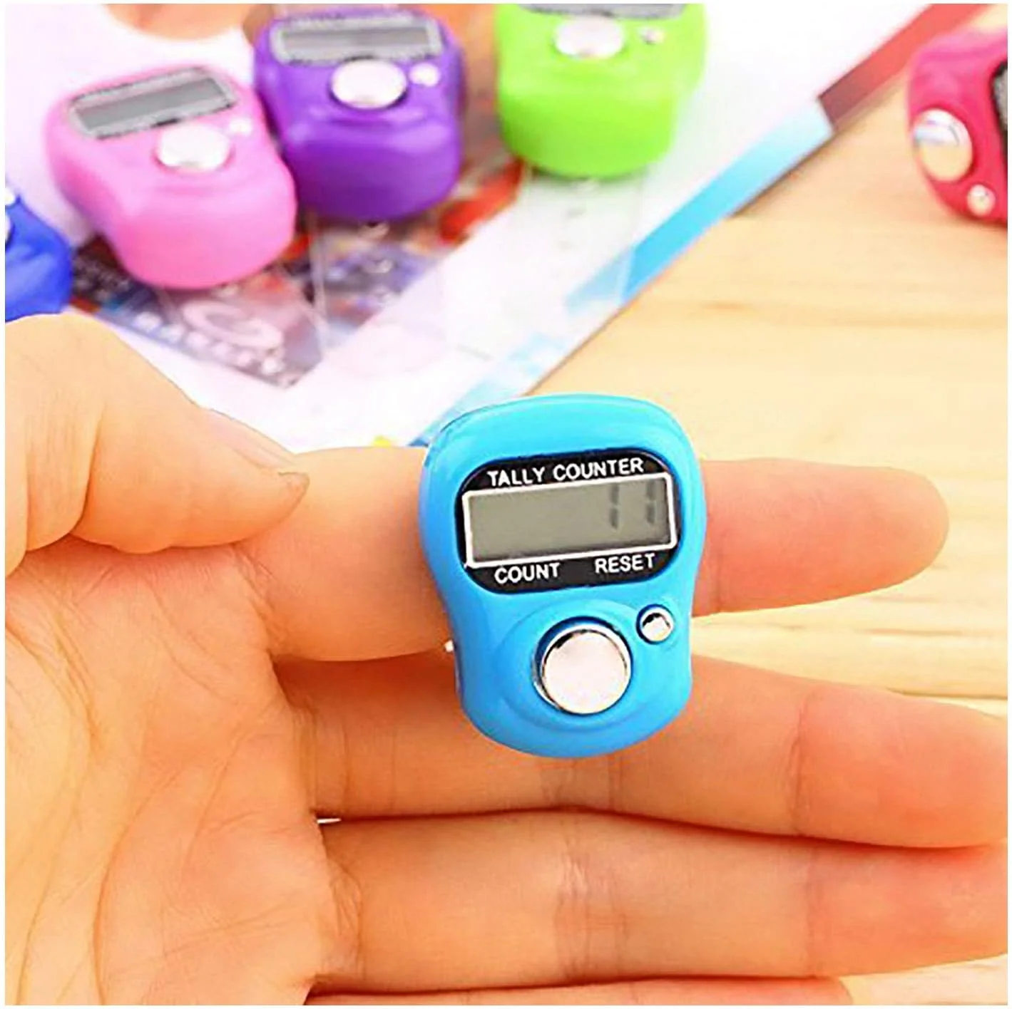 Jixin Digital Finger Tally Counter – 3-Piece Set, Assorted Colors - Image 3