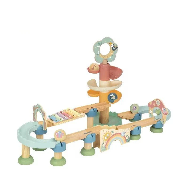 Joodi Wooden 43pcs Marble Run/Ball Drop Track Set with Music Channel