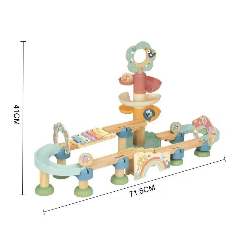 Joodi Wooden 43pcs Marble Run/Ball Drop Track Set with Music Channel - Image 4