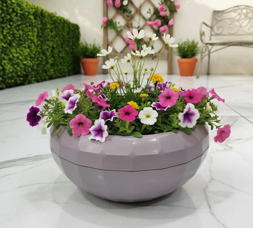 KARASU Medium 2L Purple Plastic Plant Pot – Stylish and Durable Decorative Planter for Indoor Plants, Office Desks, or Outdoor Gardens - Image 2