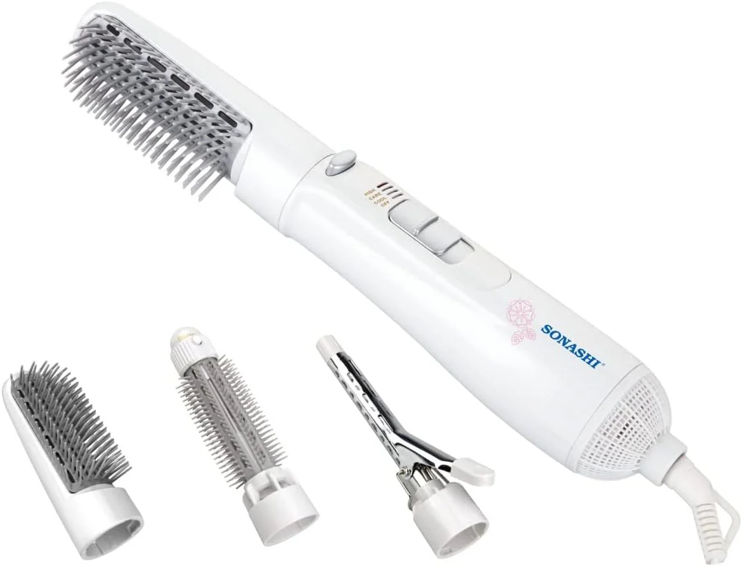 Sonashi SHS-2086 4 in 1 Hair Styler – 800w Hair Styling Tool with Detachable Thermal Brush, Convenient Settings – Personal Care Appliance