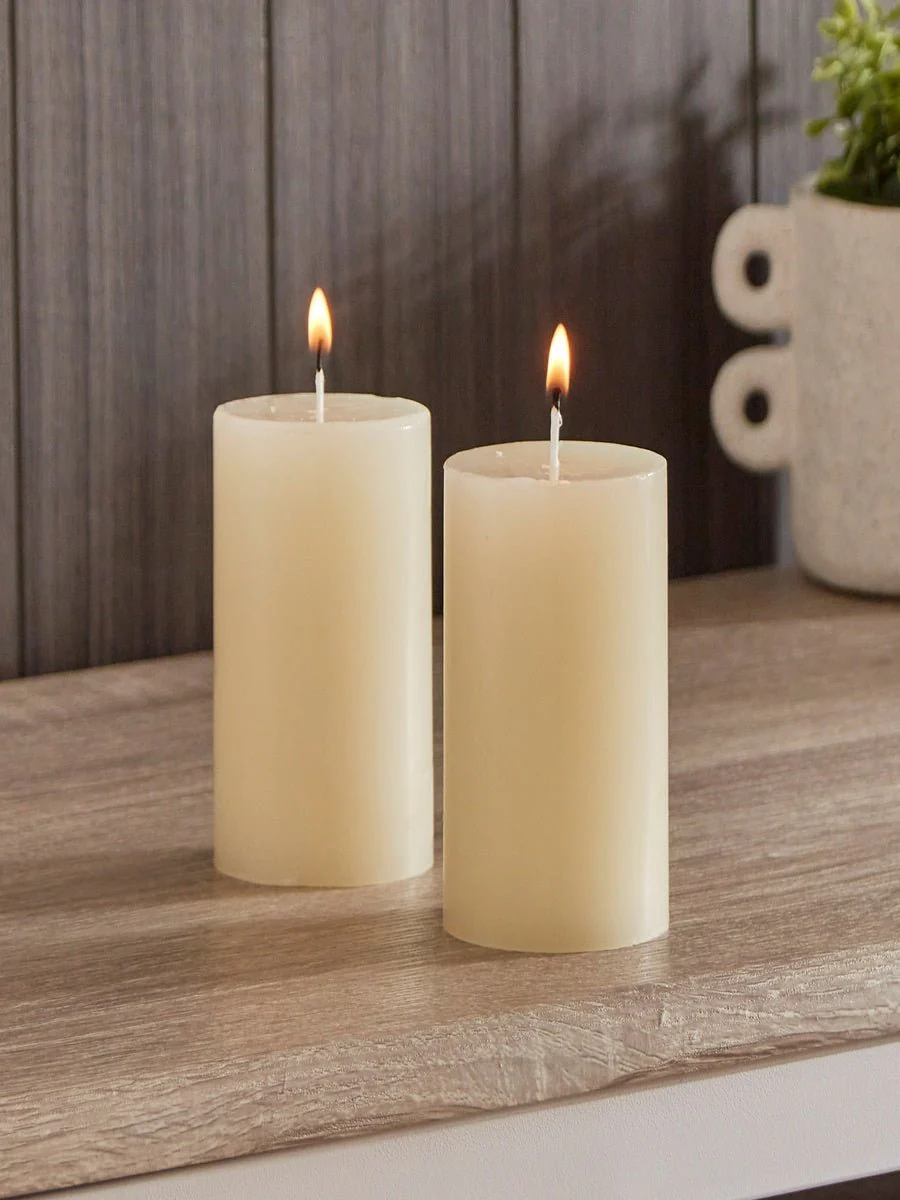 King Wain 2pcs Aromatic Pillar Candle 5cm*7.5cm, Jasmine with Pure Natural Extracts
