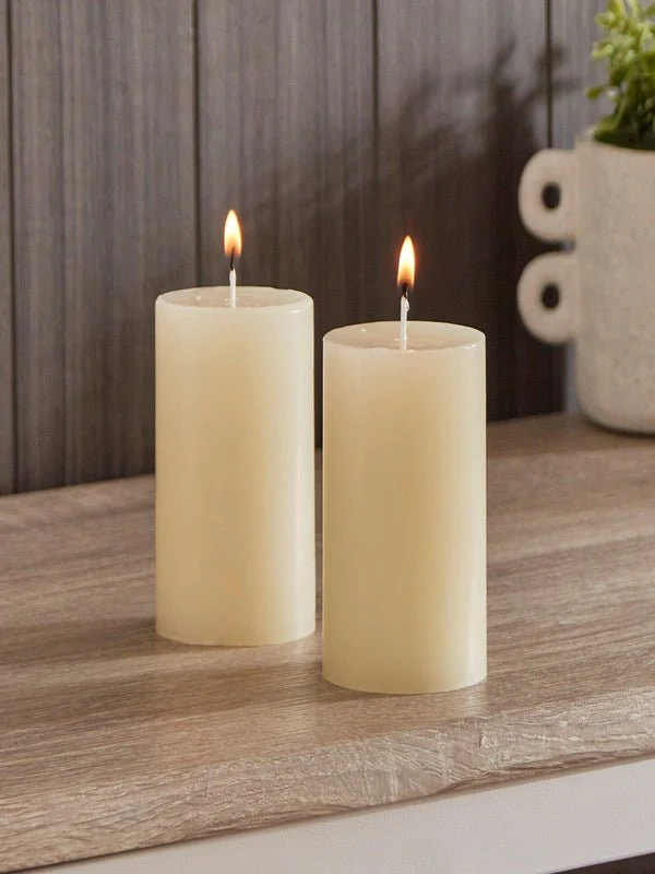 King Wain 2pcs Aromatic Pillar Candle 7cm*14cm, Jasmine with Pure Natural Extracts