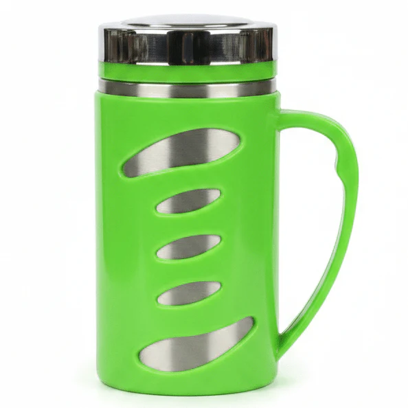 Kitchen Mark Green Insulated Mug 300ml | Stainless Steel & BPA-Free Plastic | Hot & Cold