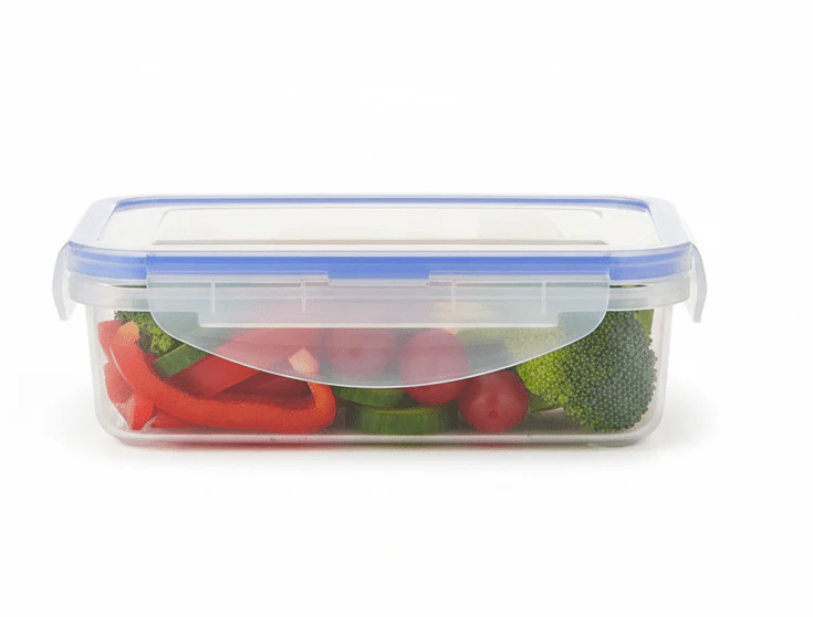 Kitchen Mark Plastic Rectangular Food container With Lid 420ml-Blue&Transparent