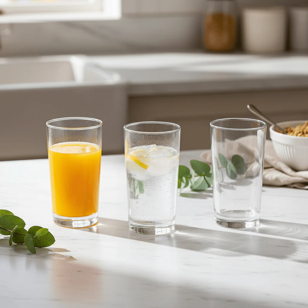 Kitchen Mark Premium Clear Glass Tumbler Set – Modern Kitchen Drinkware, 3 Pieces, 350 ml - Image 2