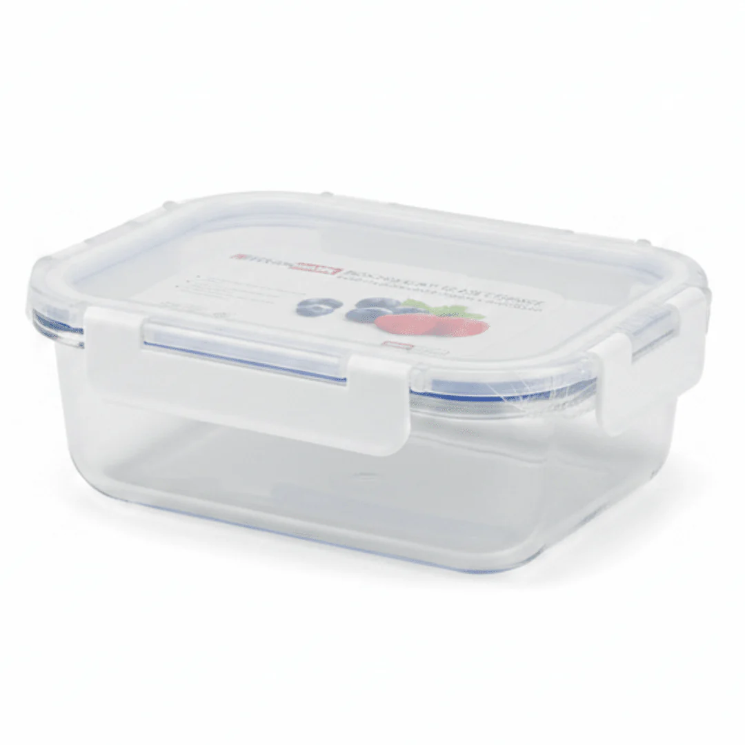 Kitchenmark Rectangular Glass Food Storage Container with Airtight Lid – Compact and Practical – 640 ml