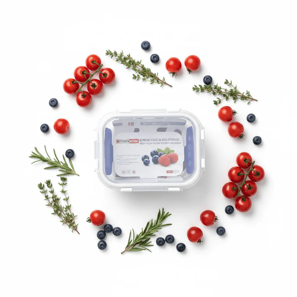Kitchenmark Rectangular Glass Food Storage Container with Airtight Lid – Compact and Practical – 640 ml - Image 2