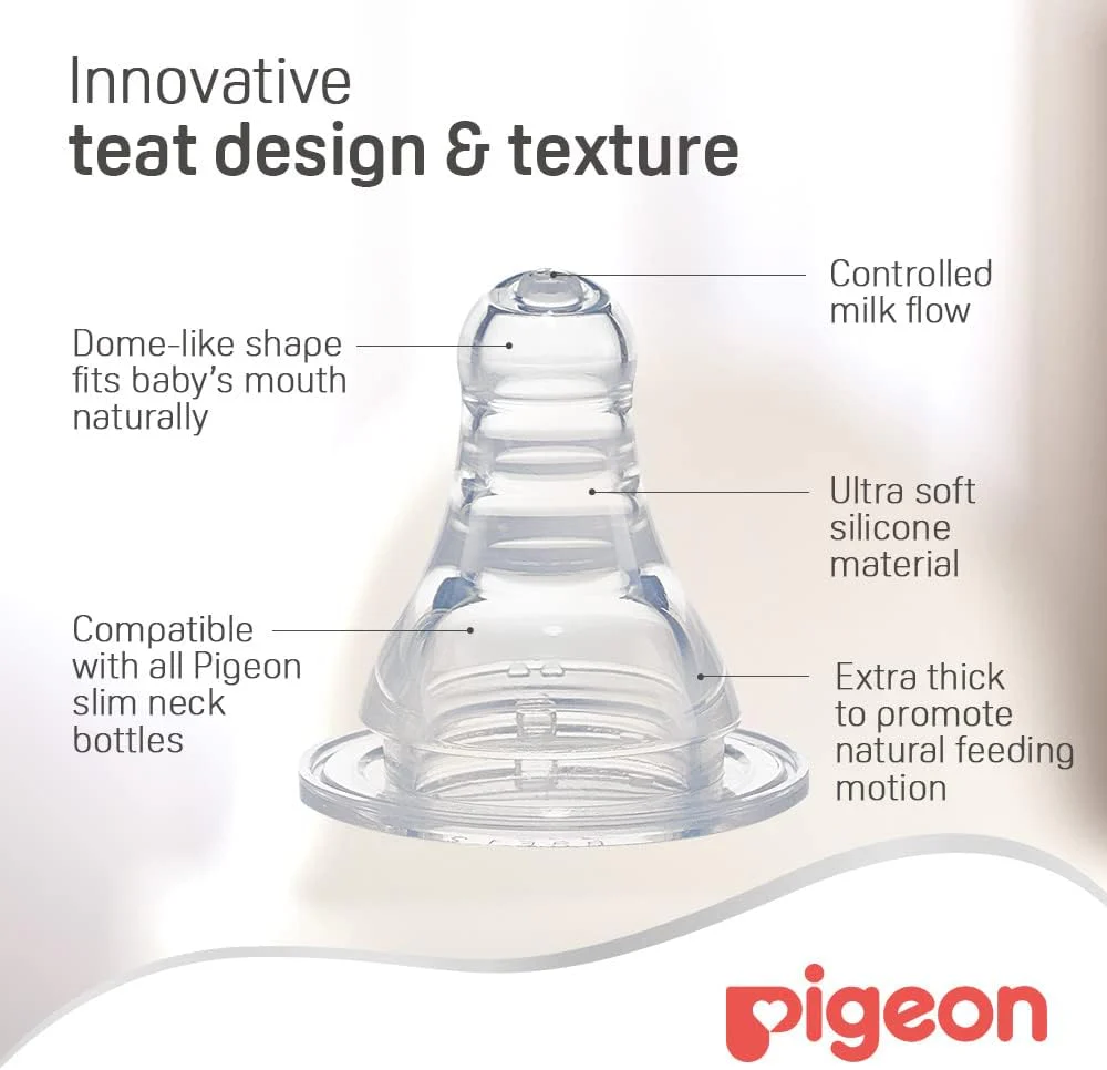 Pigeon Slim Neck Glass Feeding Bottle, Clear Cap, Ultra-Soft Silicone, Anti-Colic, Bpa & Bps Free, 200Ml, White - Image 3