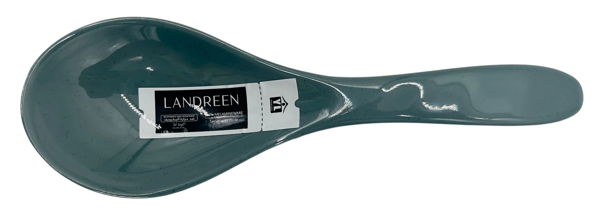LANDREEN Melamine Rice Spoon – 15cm Green and White Kitchen Utensil