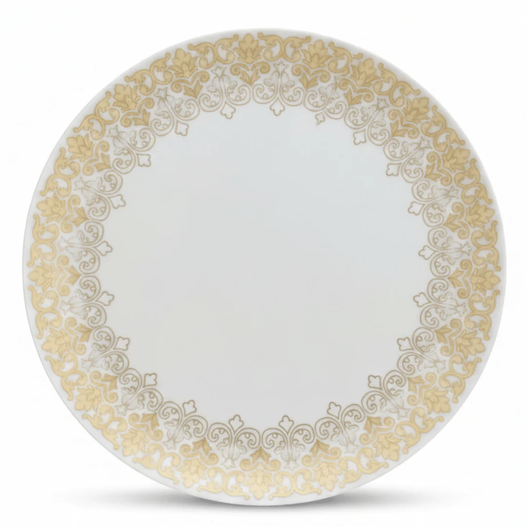 Larah by Borosil White & Gold Opalware Dinner Plate 10.5 Inch