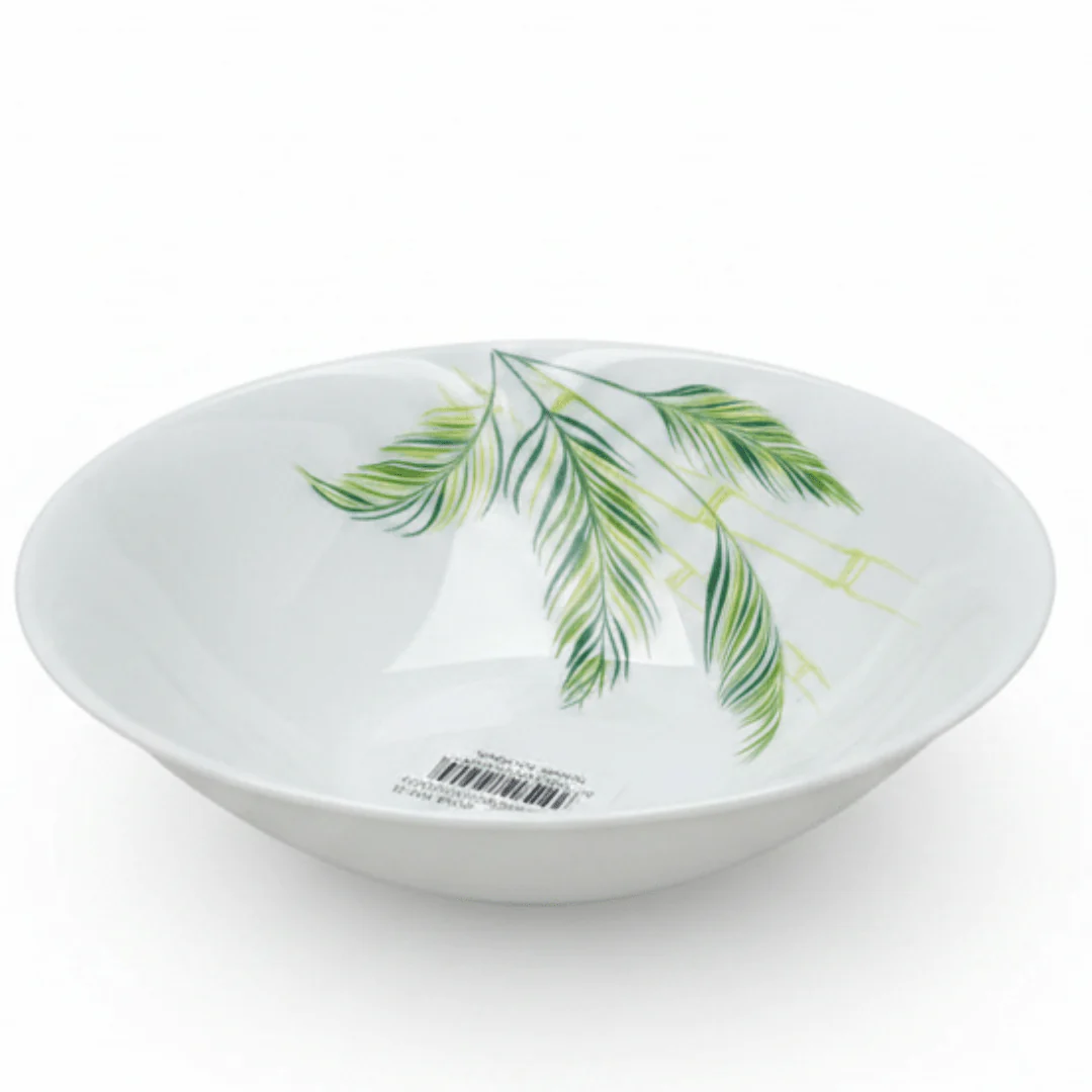 Larah White Opalware Bowl with Elegant Leaf Design – 6.5 Inch