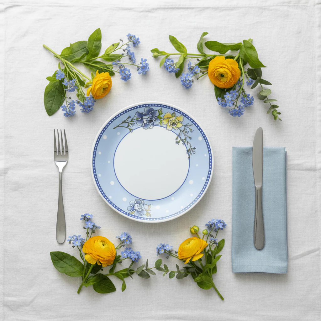 Larah White Opalware Side Plate with Blue Floral Design – 7.5 Inch - Image 2