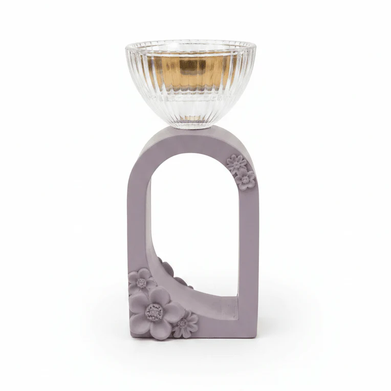 Lavender Chalk & Glass Incense Burner | Arch Floral Design | 15cm