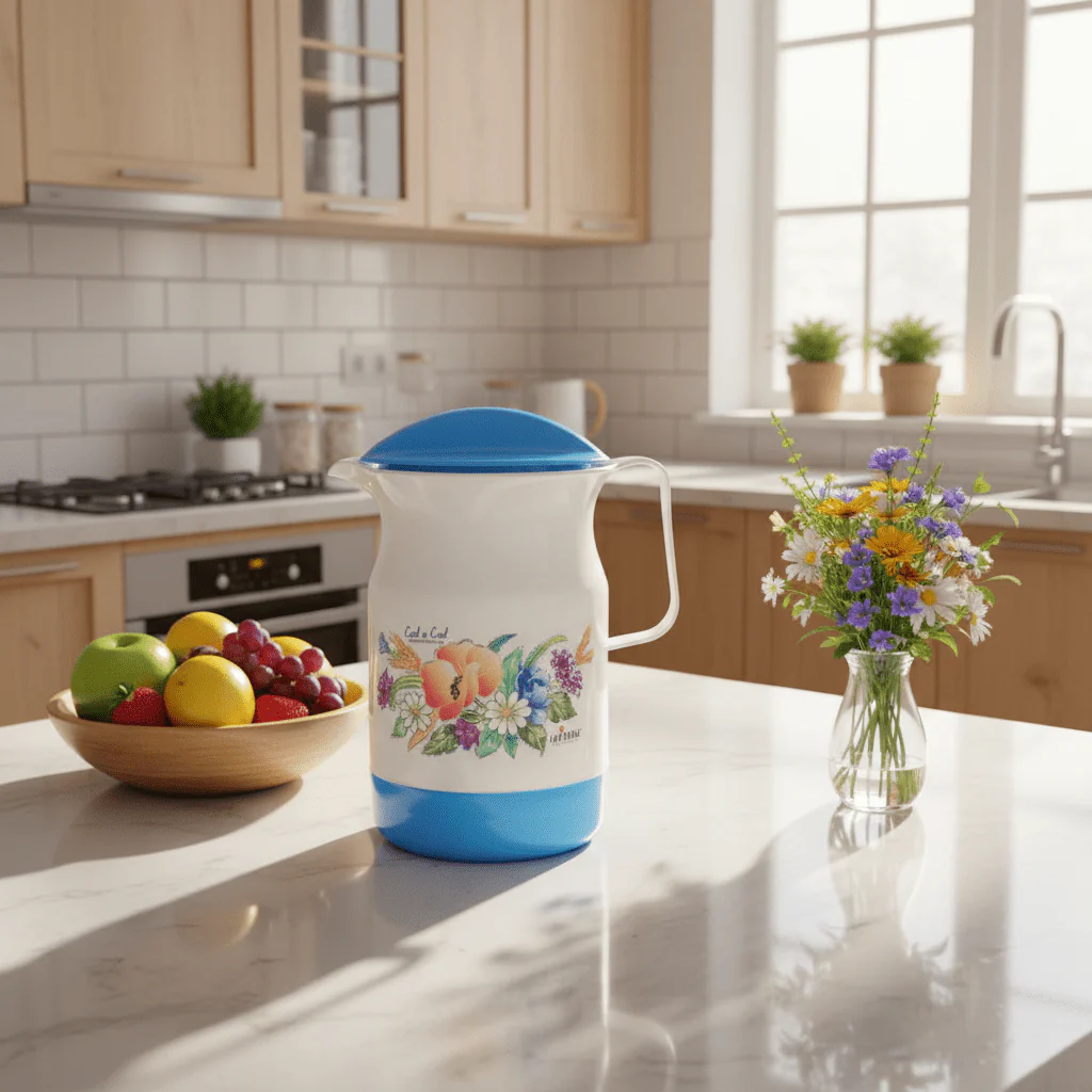 Lavenna Cool n Cool Floral Jug – 2.2 Litre | White & Blue - Image 2