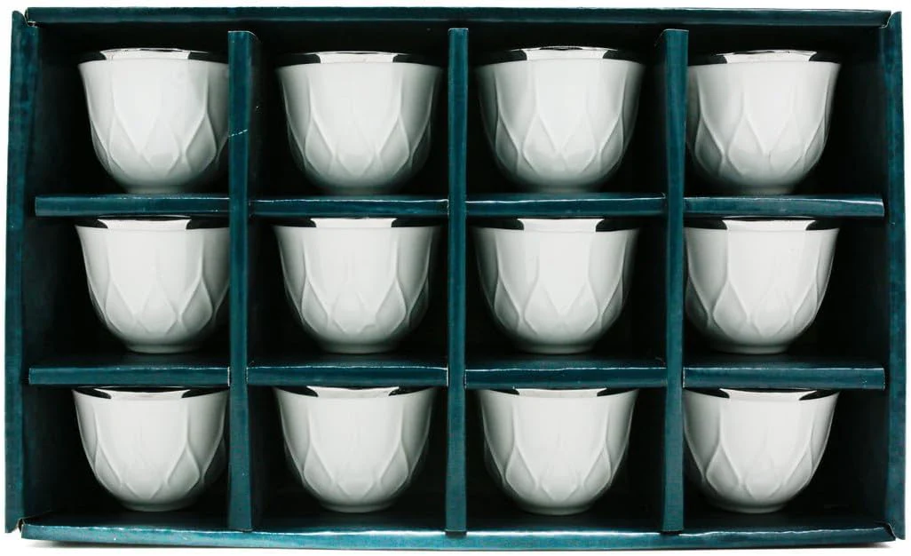 Lavin Ceramic 12Pcs Cawa Cup 60MLÂ -White&Silver