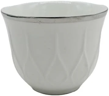 Lavin Ceramic 12Pcs Cawa Cup 60MLÂ -White&Silver - Image 3