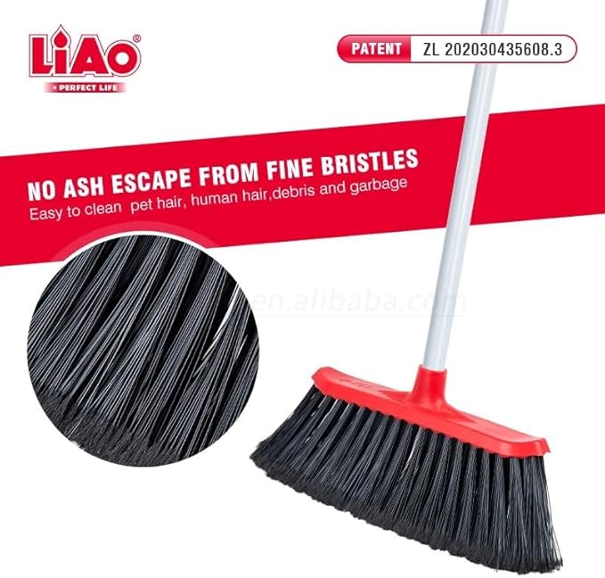 Liao Anti-Dust Broom with Long Handle 34cm142cm Red & Grey