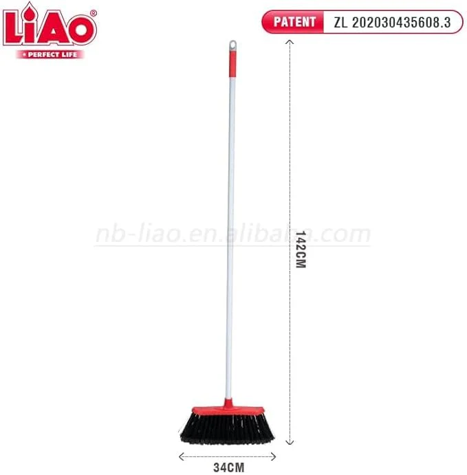 Liao Anti-Dust Broom with Long Handle 34cm142cm Red & Grey - Image 4