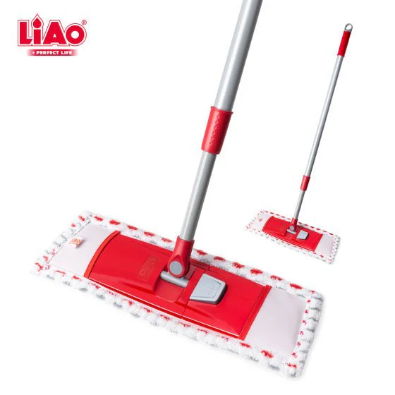 Liao Microfiber Flat Floor Mop with Sturdy Handle 84cm Red & Grey - Image 2