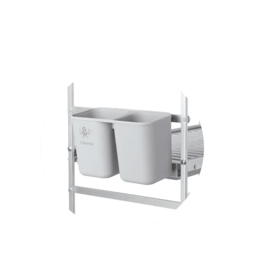 Life Smile Aluminium 2 Tier Dish Rack with Anti-Slip Rubber Fleet Designed to Maximize the Kitchen Storage 49.7cmX25cmX37.7cm-silver - Image 9
