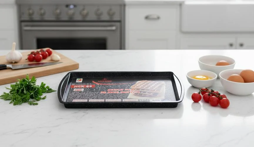 LIFE SMILE Extra-Large Cookie Pan 50.5×30.5×2.3 cm – Granite Finish Non-Stick Carbon Steel Baking Sheet for Oven Cooking - Image 2