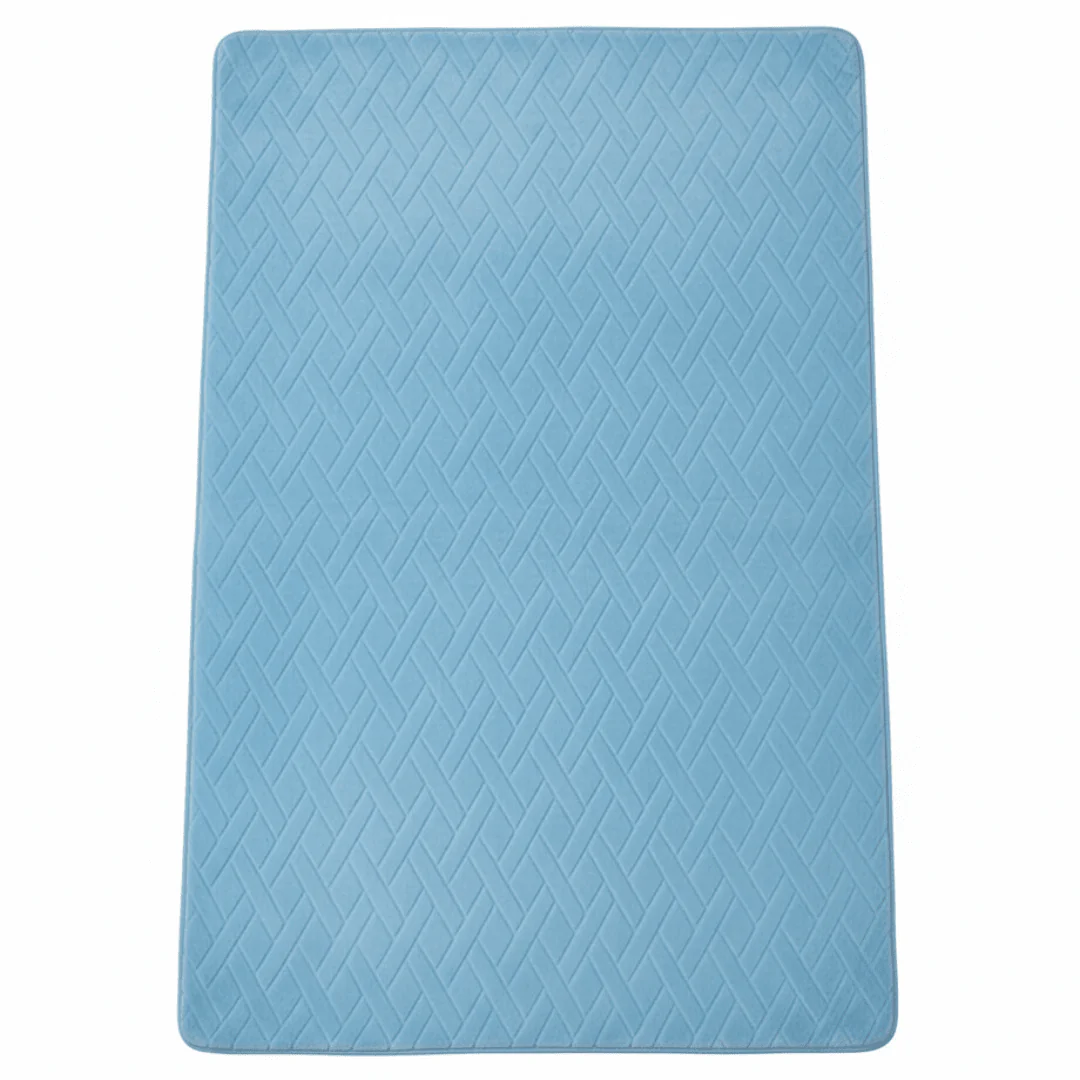 Soft Quilted Floor Mat | Light Blue | 100×150 cm | Anti-Slip Comfort Rug for Living Room, Bedroom & Bathroom