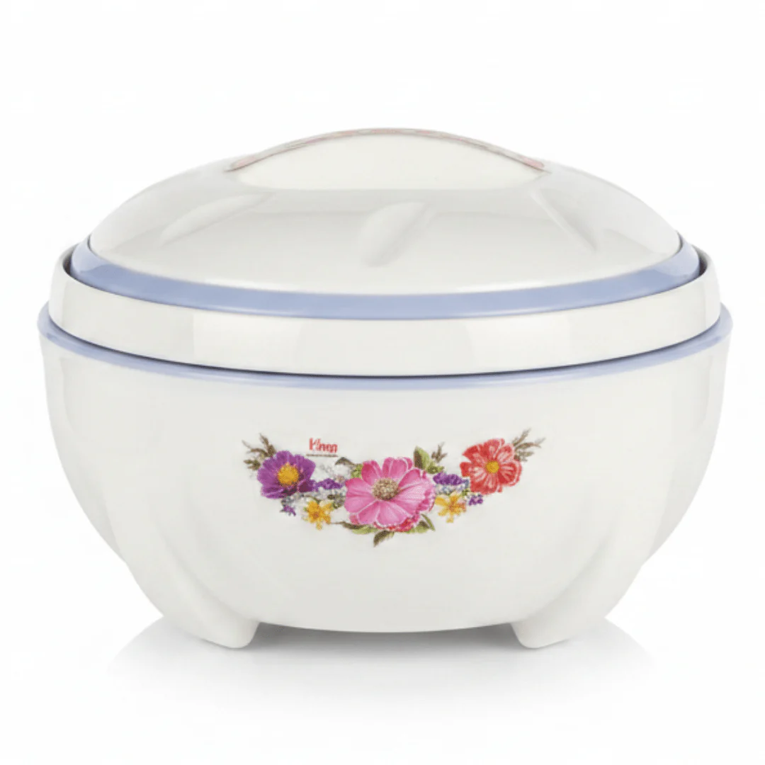 Livon Insulated Hotpot White & Blue Floral Design 1000ml