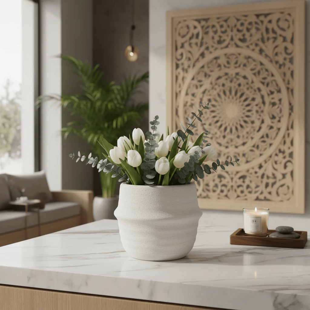Luhpar Artistic Ceramic Decorative Flower Vase – Elegant White Sculptural Design for Modern Homes, 12 × 13 cm - Image 2