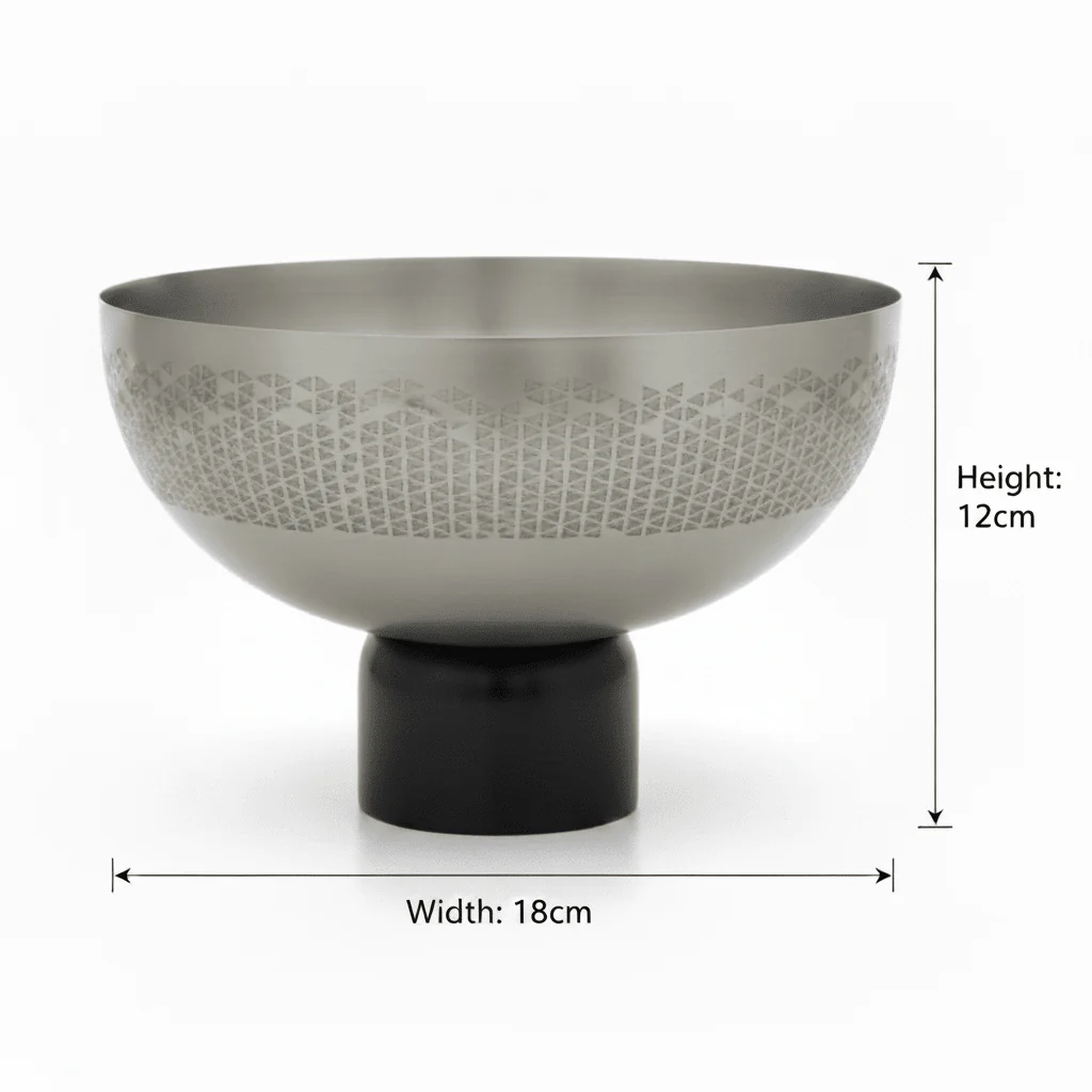 Luhpar Brushed Silver Stainless Steel Candy Bowl with Black Wooden Base - 18×12cm - Image 5
