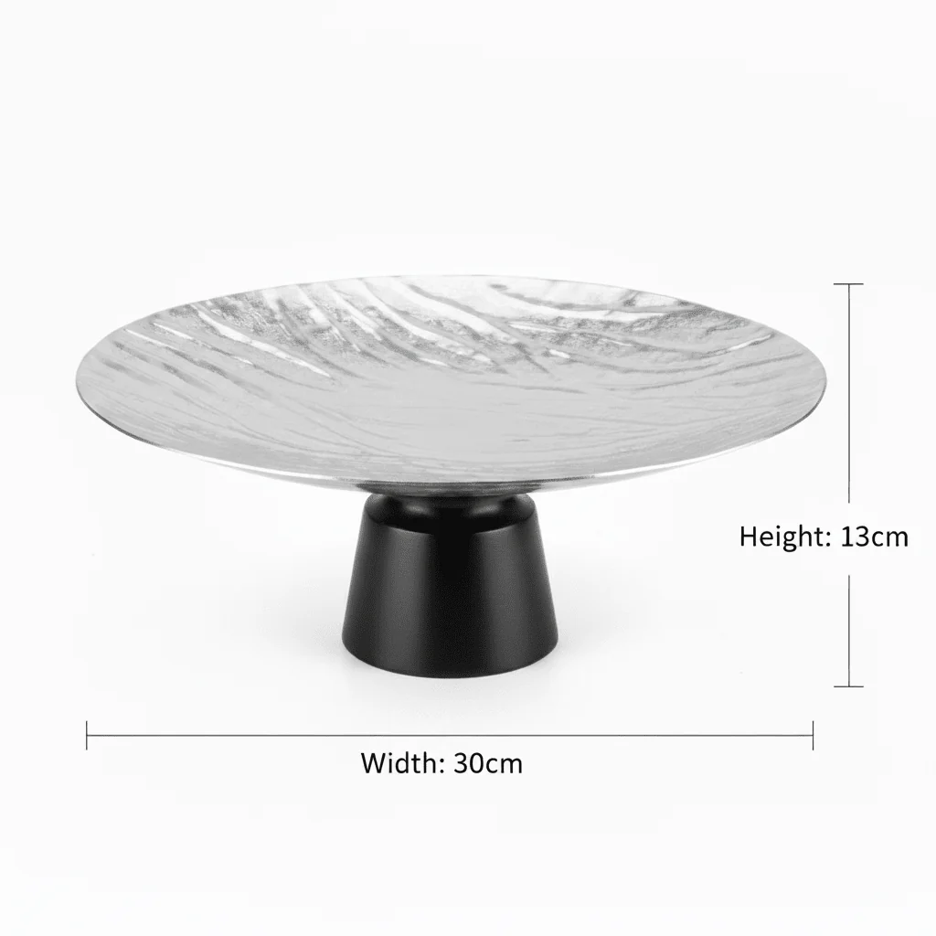 Luhpar Black Wooden Footed Wave Textured Aluminum Candy Tray - 13×30 cm - Image 5