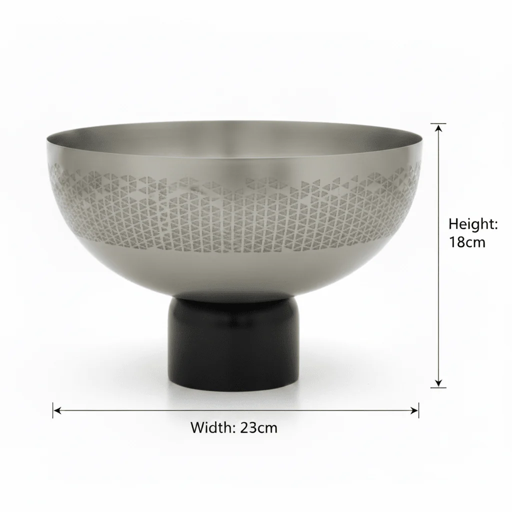 Luhpar Brushed Silver Stainless Steel Candy Bowl with Black Wooden Base - 18×23cm - Image 4