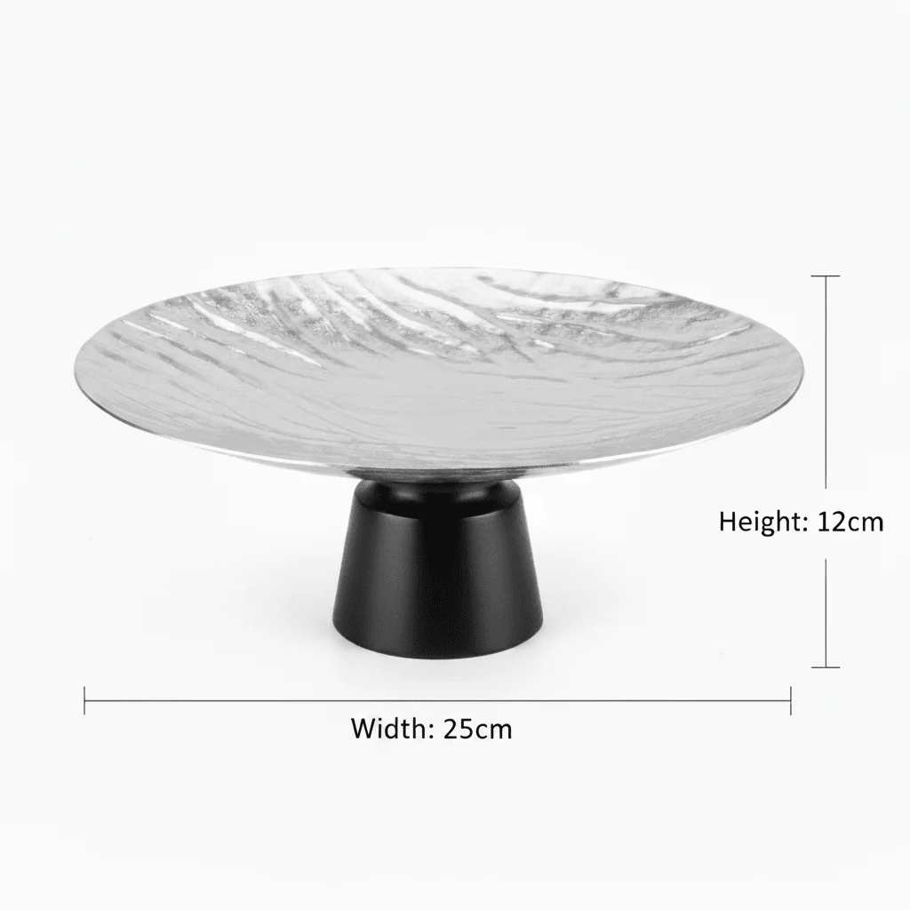 Luhpar Black Wooden Footed Wave Textured Aluminum Candy Tray - 12×25 cm - Image 5