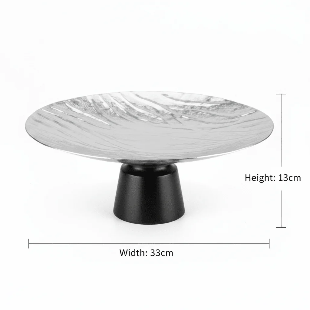 Luhpar Black Wooden Footed Wave Textured Aluminum Candy Tray - 13×33 cm - Image 4