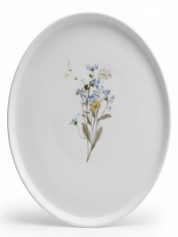 Luhpar Floral Ceramic Side Plate – 8 Inch, White Elegant Snack Plate