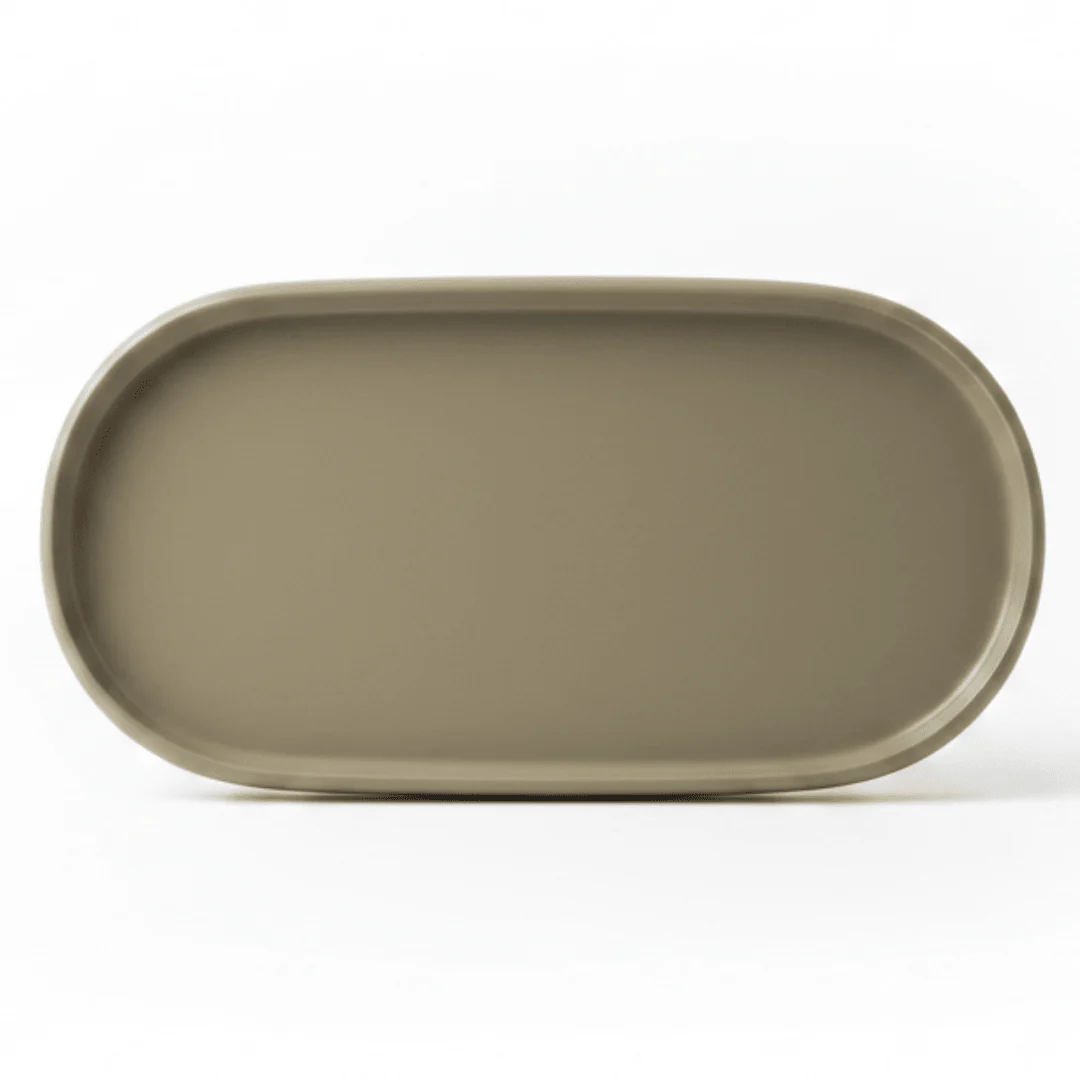 Luhpar Oval Ceramic Serving Tray | 35.4 × 19.4 cm | Taupe, Off White, Brown |