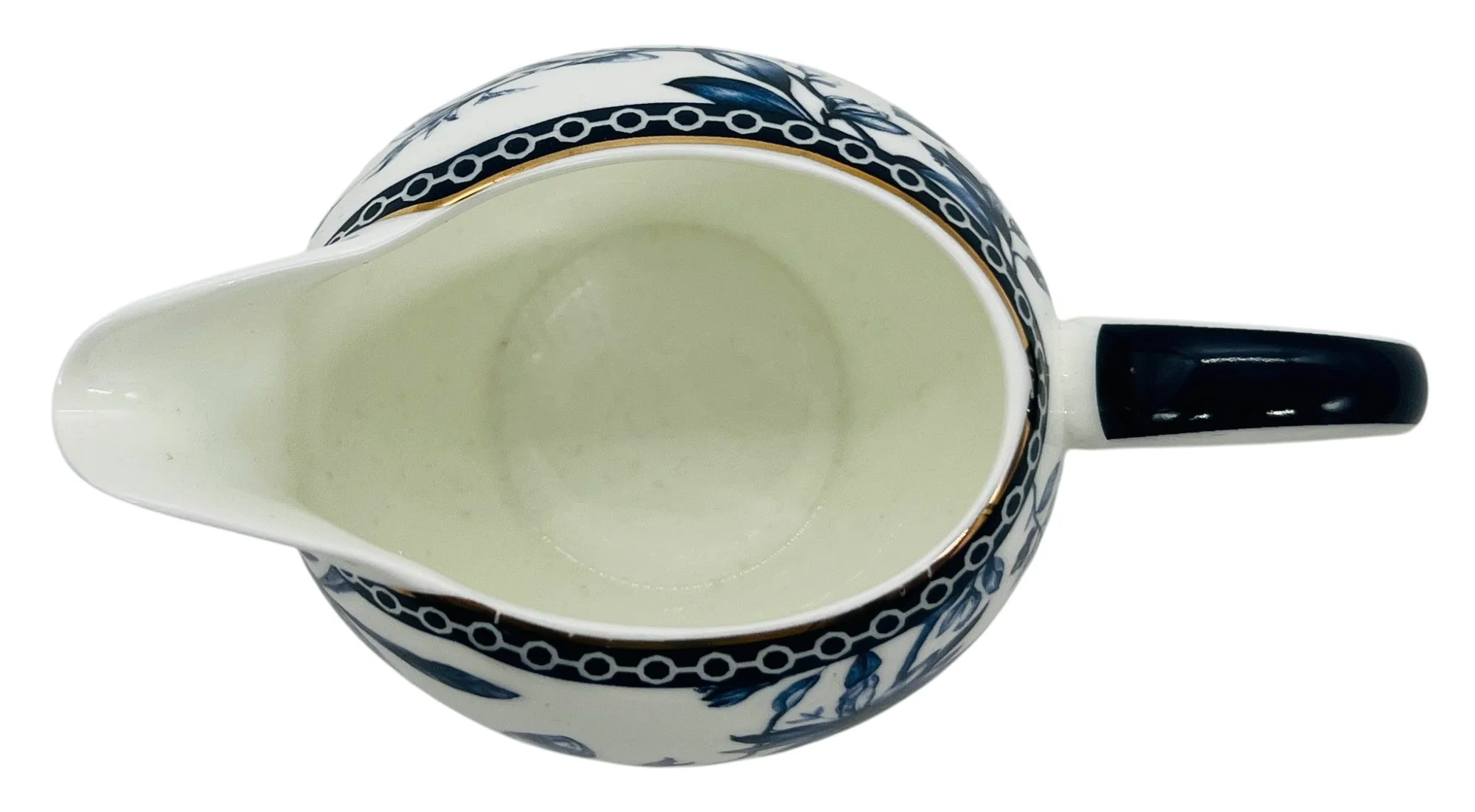 Luhpar Porcelain Milk Pot 9.5cm*6.5cm*8cm, Blue Floral Design with Gold Rim - Image 2