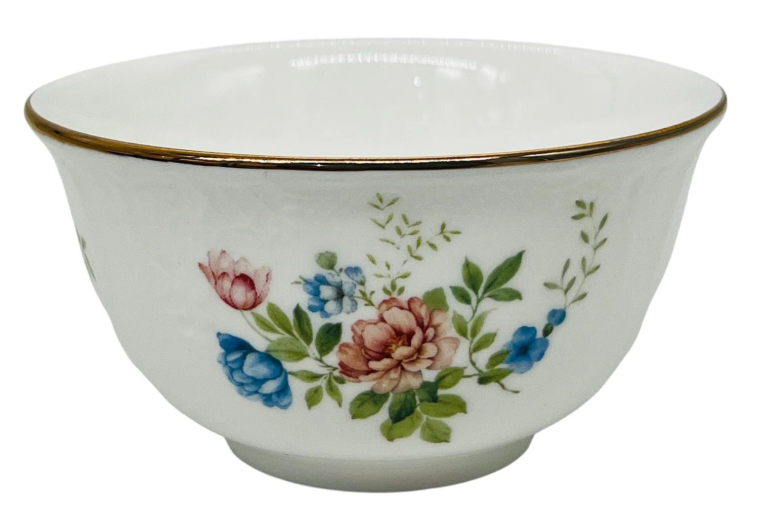 Luhpar Porcelain Salad Bowl 4", Multicolor Floral Design with Gold Rim