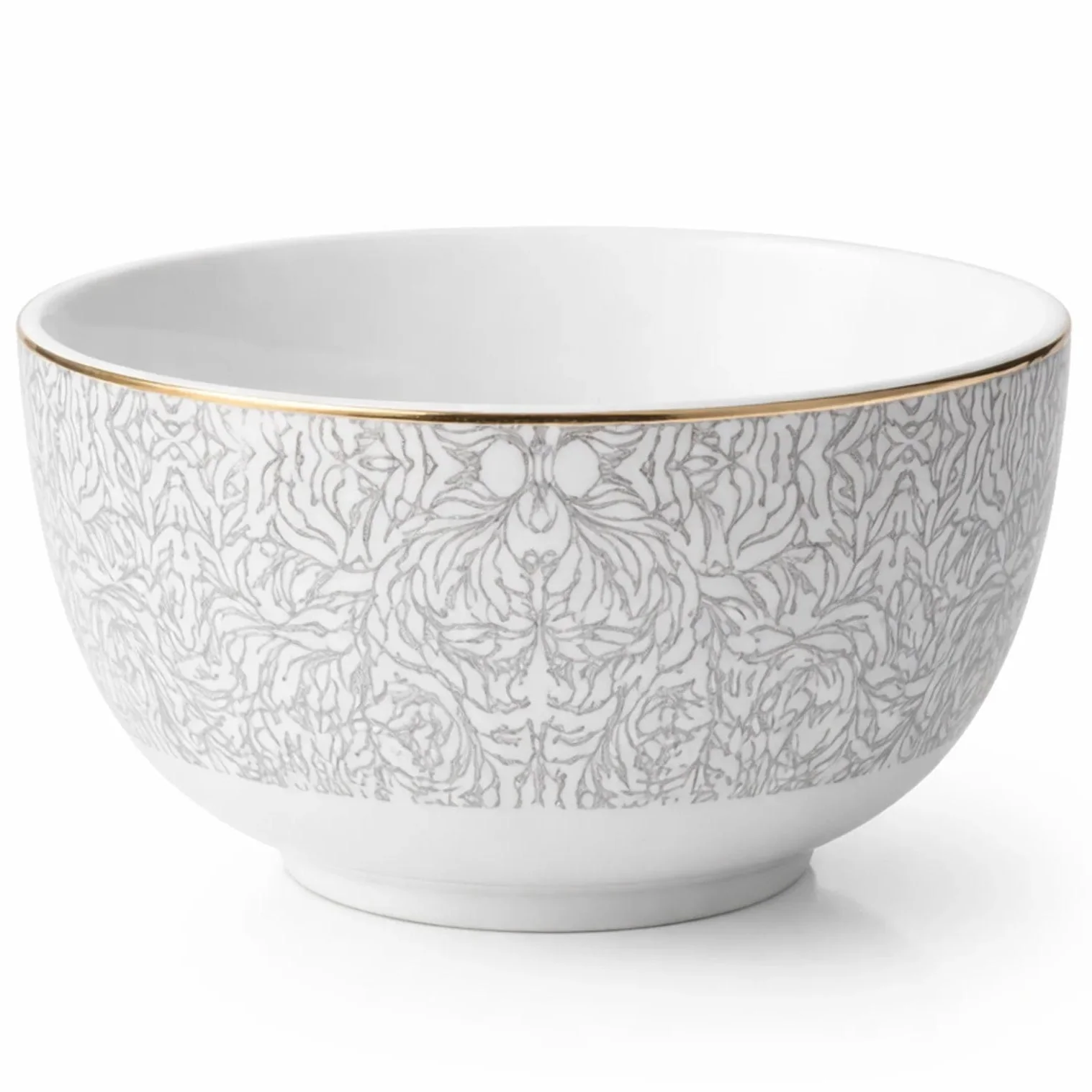 Luhpar Premium 5.5-Inch Ceramic Bowl – White with Soft Grey Accent Design