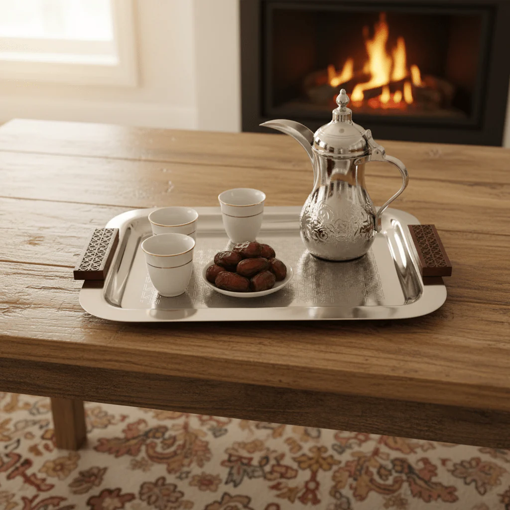 Luhpar Rectangle Stainless Steel Serving Tray with Wooden Handles - 43×33cm - Image 2
