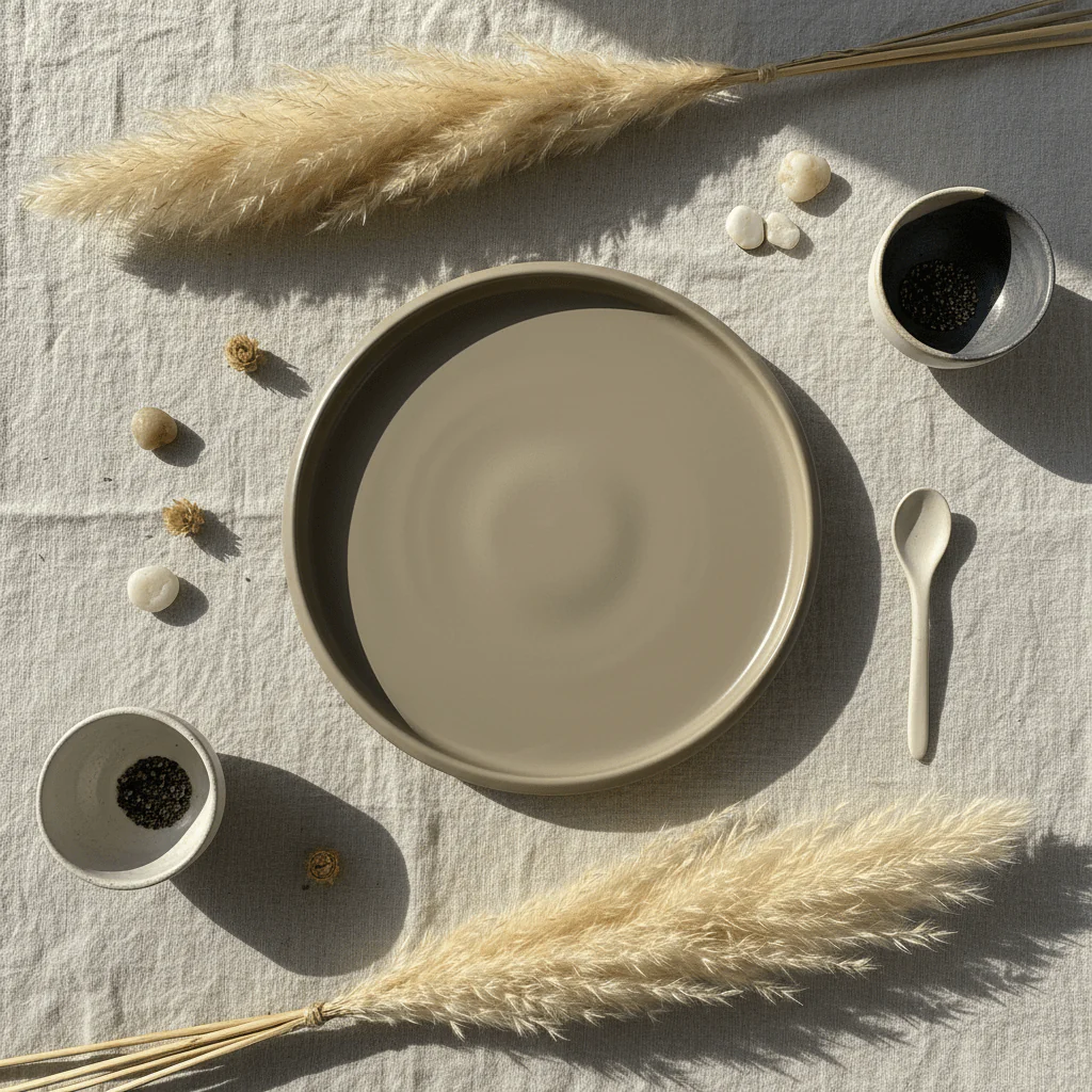 Luhpar Round Ceramic Dinner Plate 26.3cm | Taupe, Off White, Brown | - Image 6