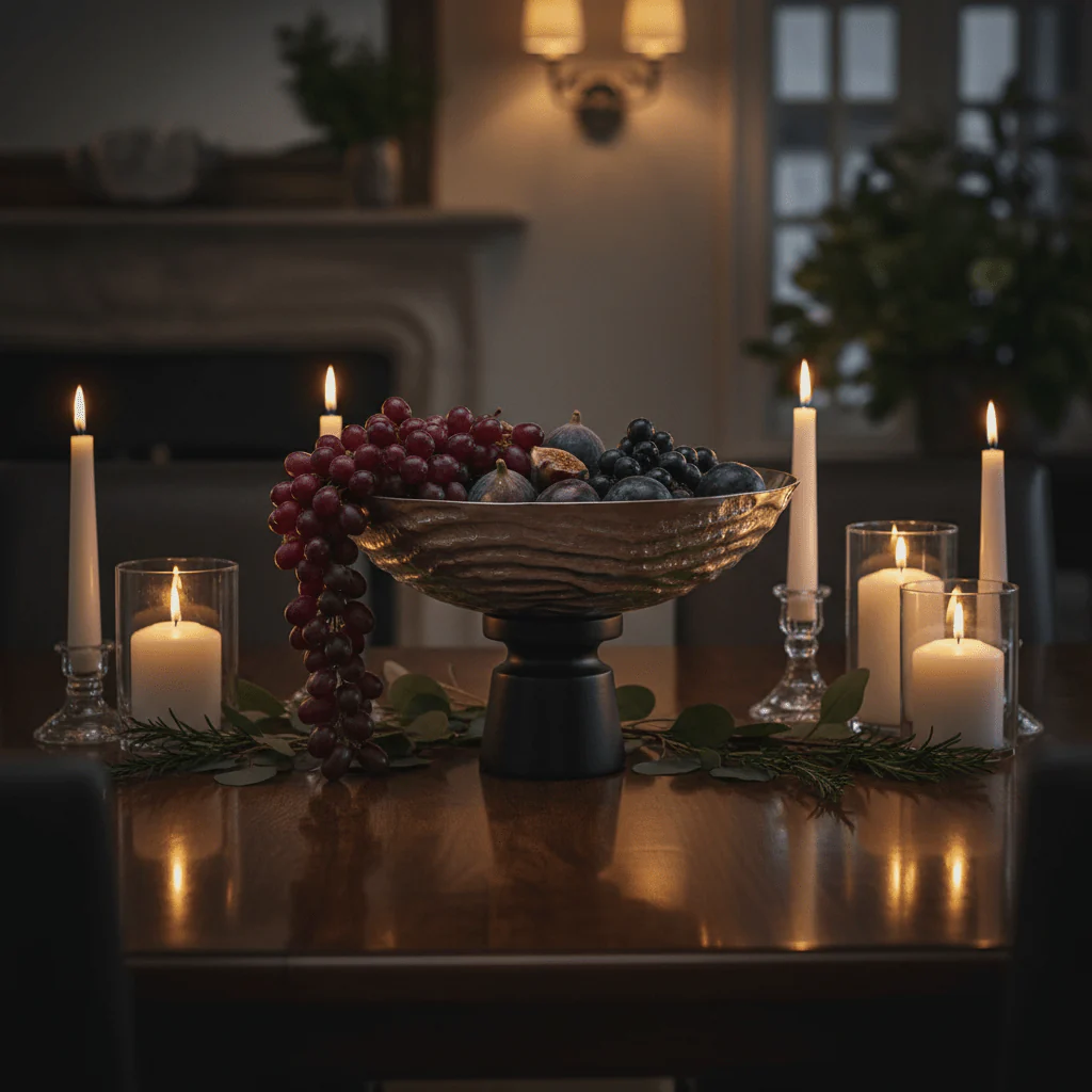 Luhpar Wave Textured Aluminium Round Bowl with Black Wooden Base - 20×33 cm - 74901-C - Image 2
