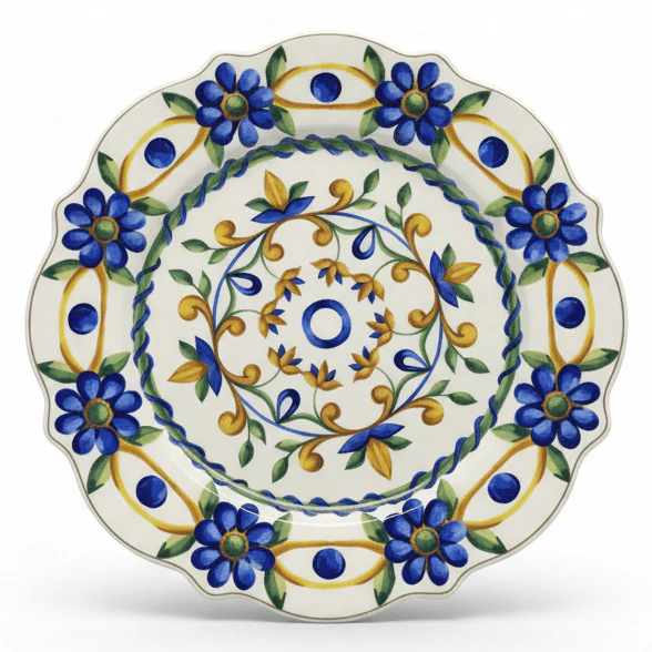 Luhpar White Ceramic Side Plate with Classic Blue Floral Design – 8 Inch Dessert & Snack Plate