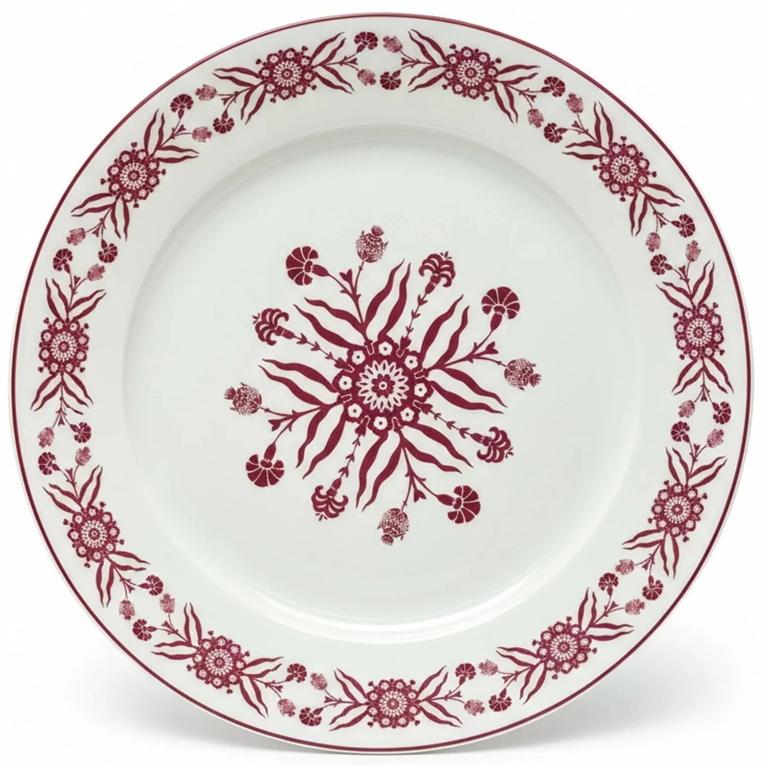 Luhpar White Ceramic Side Plate with Vibrant Red Floral Pattern – 8 Inch Snack & Dessert Plate