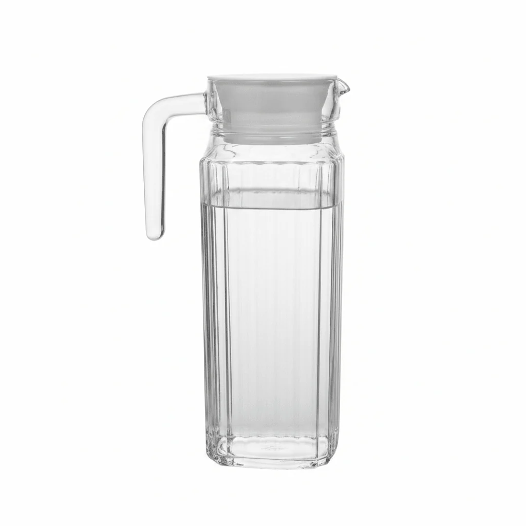 Luminarc Glass Jug 1L – Clear Ribbed Design with Lid