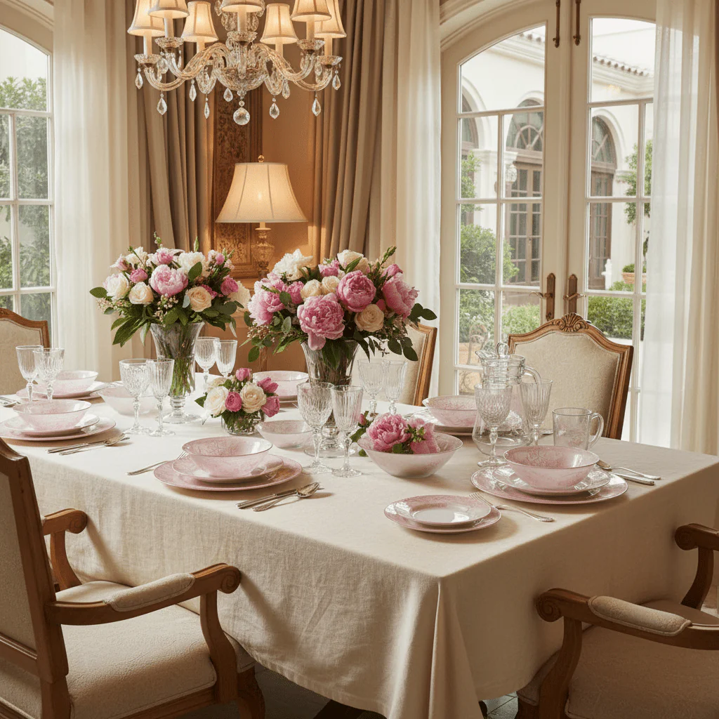 Luminarc Melitina Pink 46-Piece Dinnerware Set - Extra Resistance Glass - Complete Table Service for 6 - Image 7